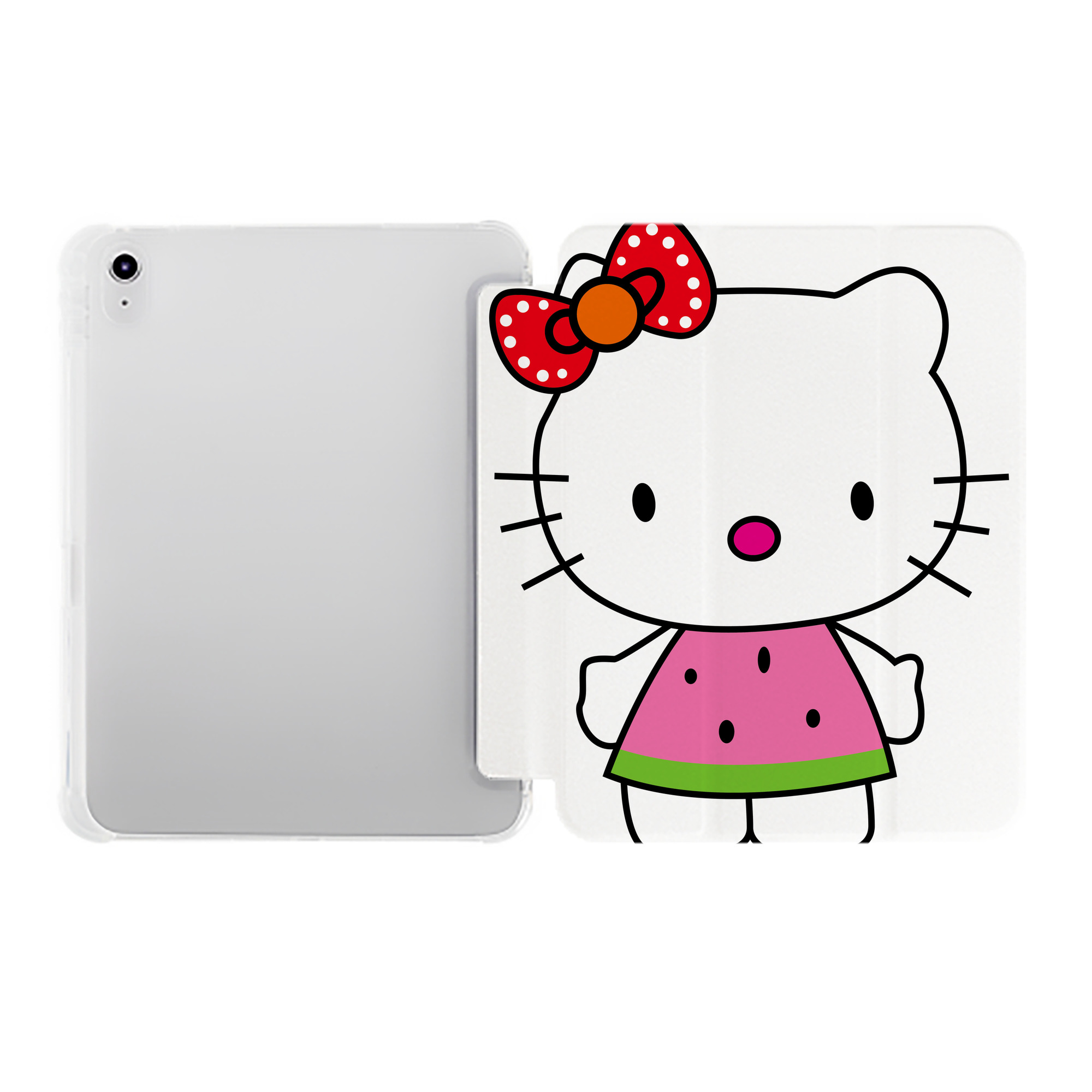 （画像用） Hello Kitty ハローキティ IPad ケース ペン収納付き 三つ折りスタンド PUレザー×シリコン 対応機種9.5/10.5/10.9インチ
